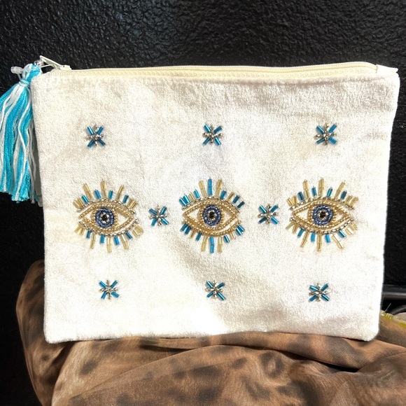 👁️MADE IN INDIA Handcrafted Embellished Embroidered Eye Design Clutch👁️-NWT - Picture 7 of 14
